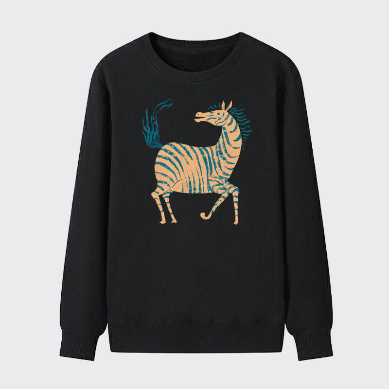 Men Outdoor Geometric Zebra Animal Cotton Sweatshirt