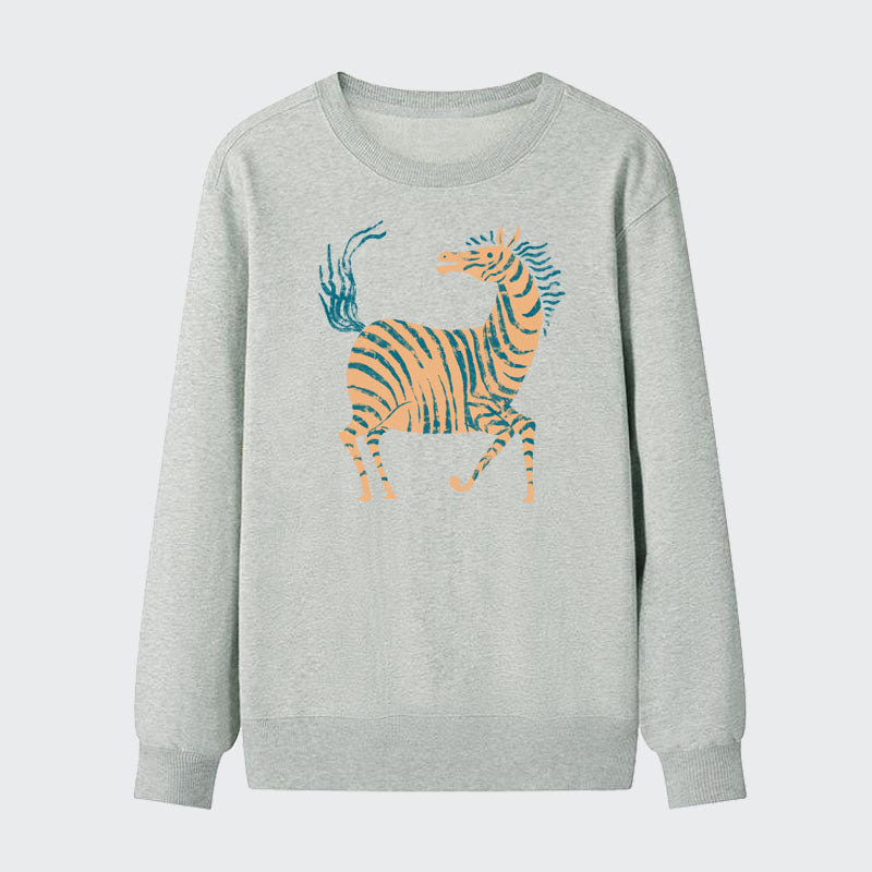 Men Outdoor Geometric Zebra Animal Cotton Sweatshirt