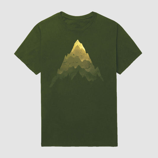 Men Outdoor Gold Edition Gradient Mountains Short Sleeve T-Shirt