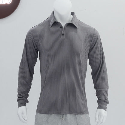 Casual Corded Long Sleeve Polo Top