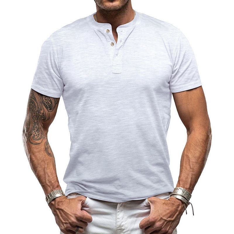Men's Slub Cotton Henley Neck Casual Essentials T-Shirt