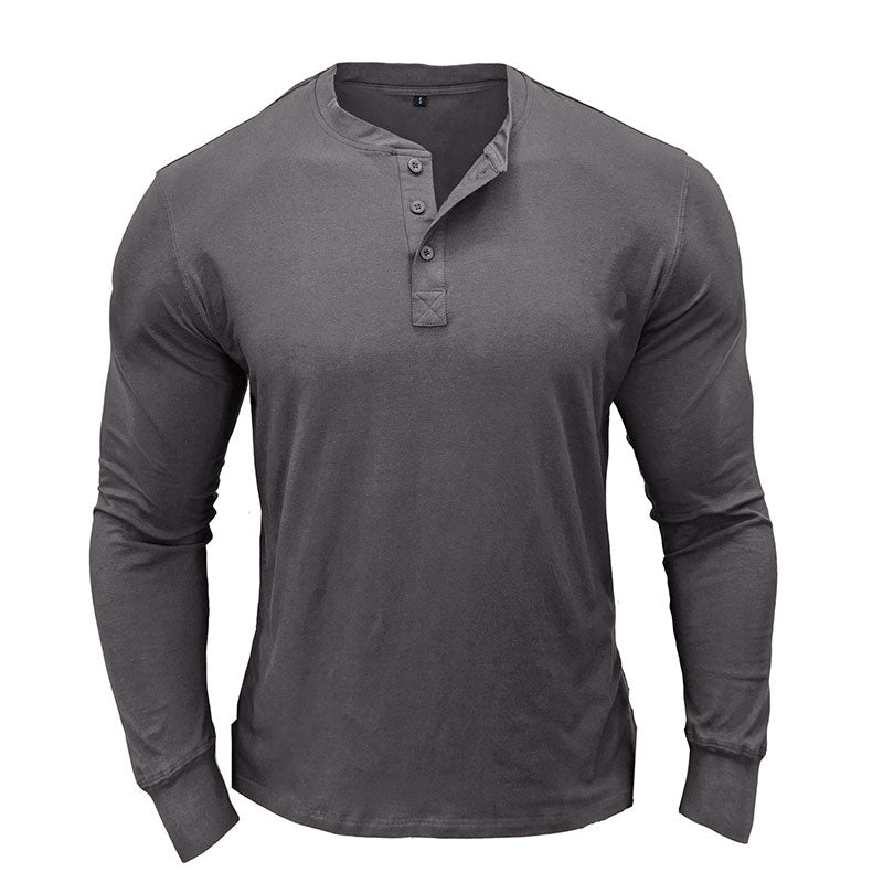 Henley Button Long Sleeve T-Shirt Top