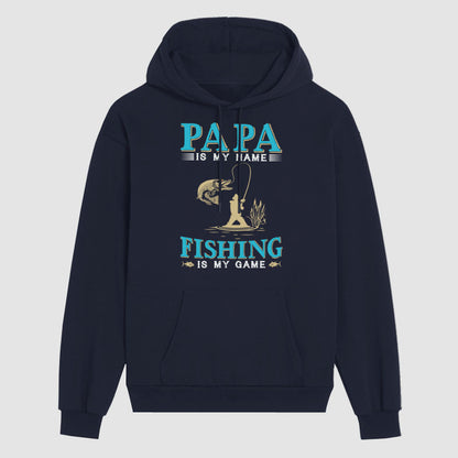 Father's Day Gift Dad Is My Name Fishing Is My Game New Oxygen Cotton Black Hoodie