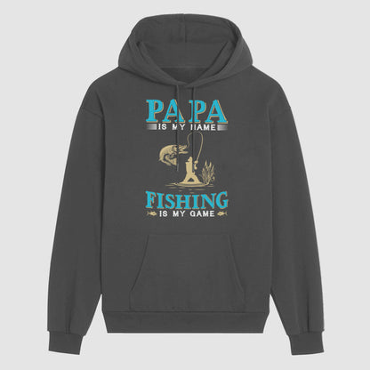 Father's Day Gift Dad Is My Name Fishing Is My Game New Oxygen Cotton Black Hoodie