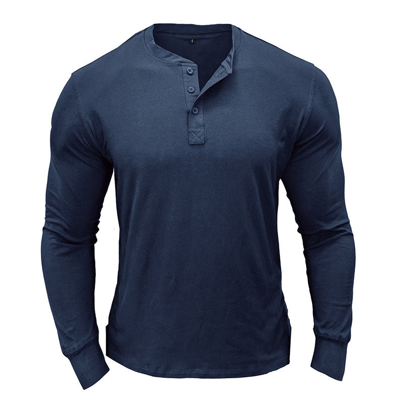 Henley Button Long Sleeve T-Shirt Top