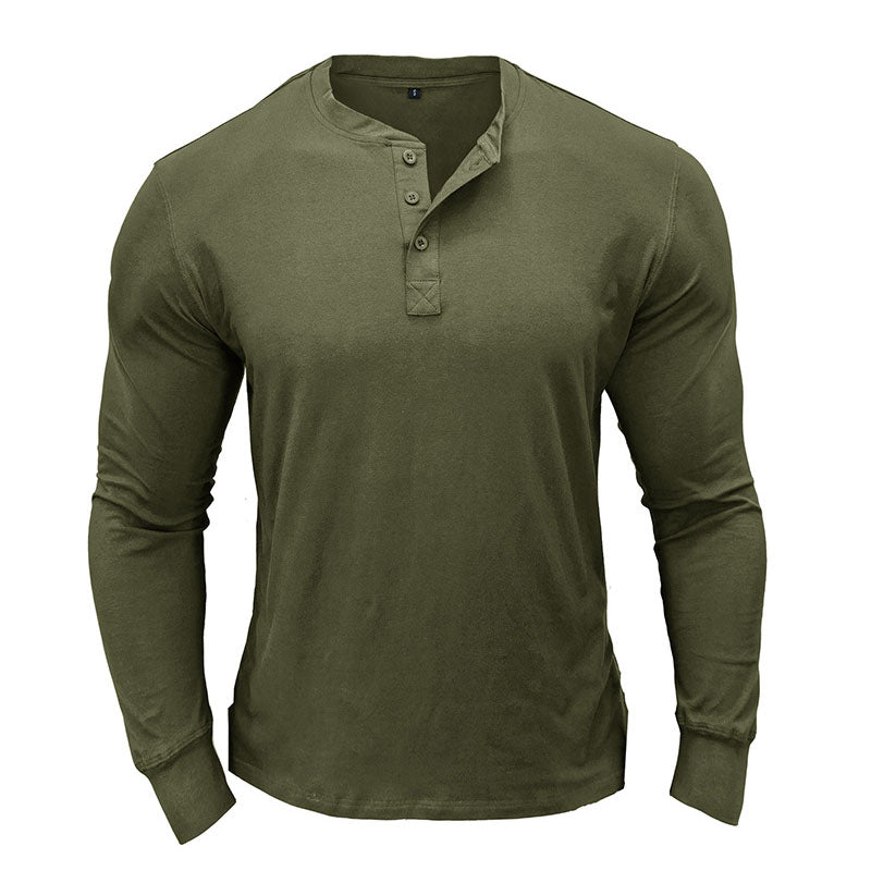 Henley Button Long Sleeve T-Shirt Top