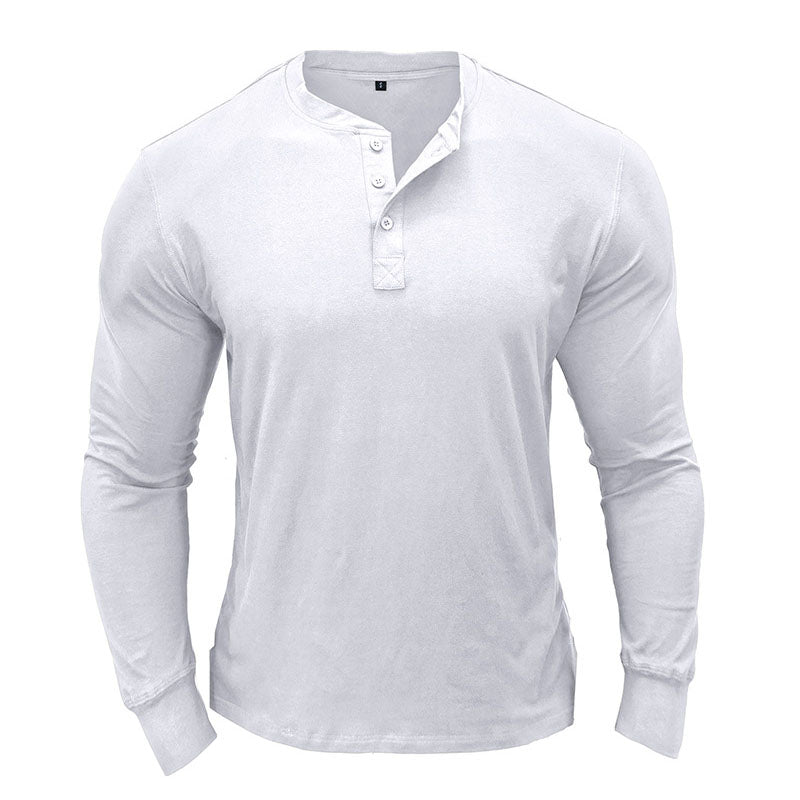 Henley Button Long Sleeve T-Shirt Top