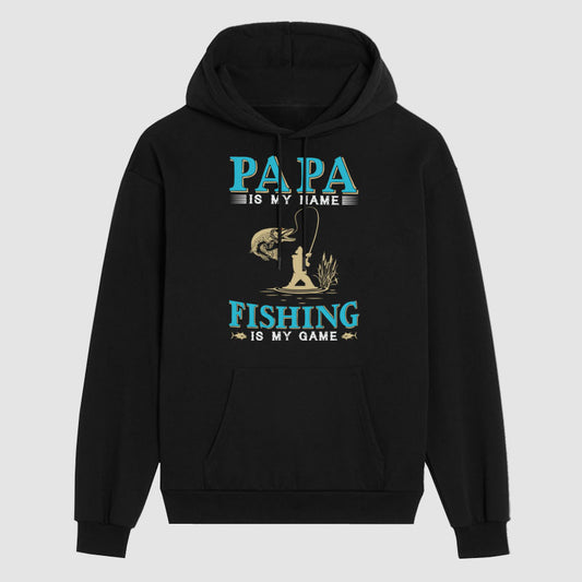 Father's Day Gift Dad Is My Name Fishing Is My Game New Oxygen Cotton Black Hoodie