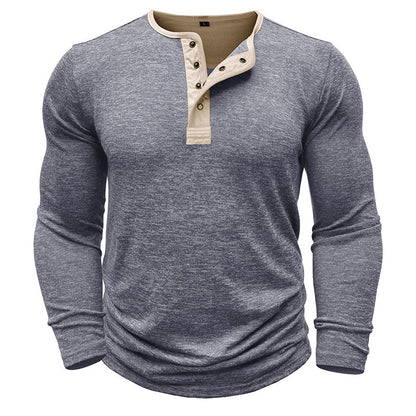 Henley Neck Long Sleeve Top