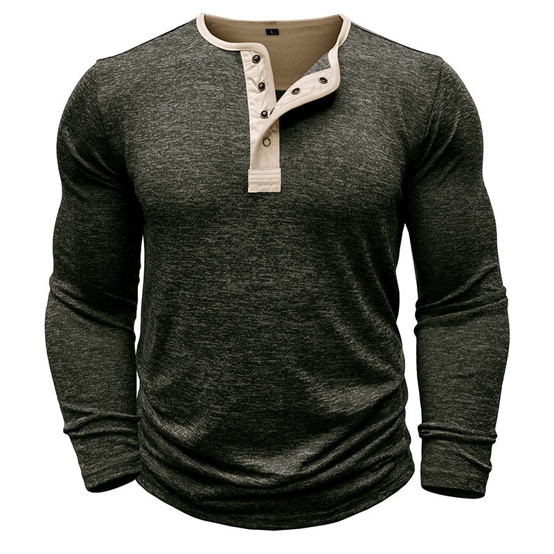 Henley Neck Long Sleeve Top