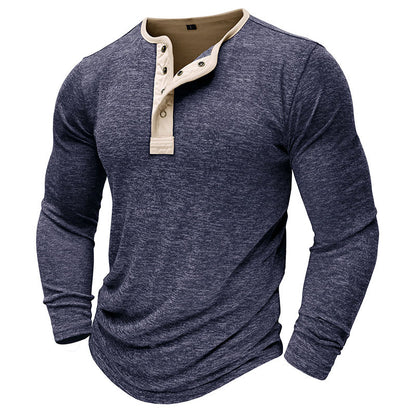 Henley Neck Long Sleeve Top