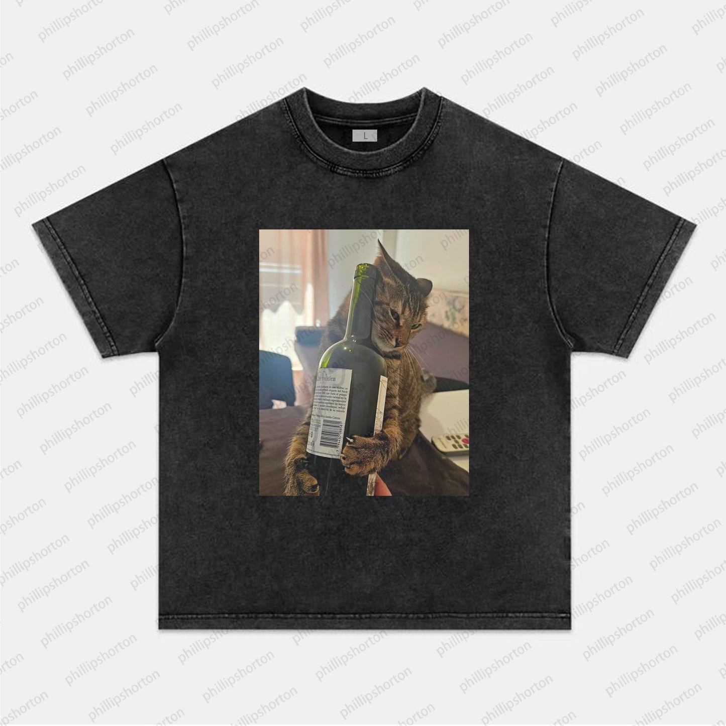 CAT DRINKING RED WINE TEE