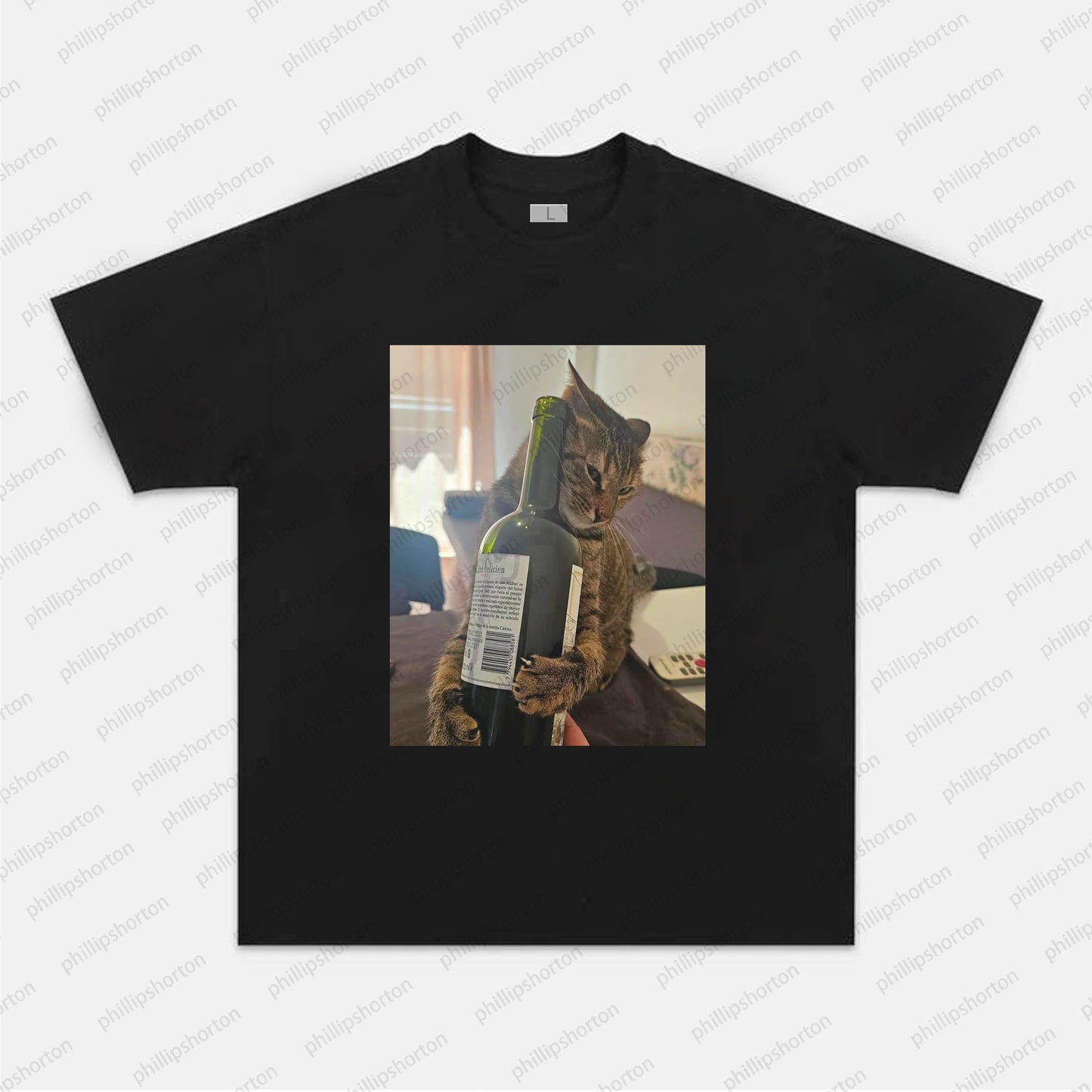 CAT DRINKING RED WINE TEE