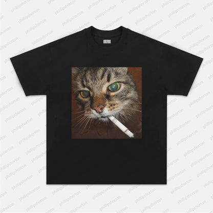 FUNNY SMOKING CAT TEE